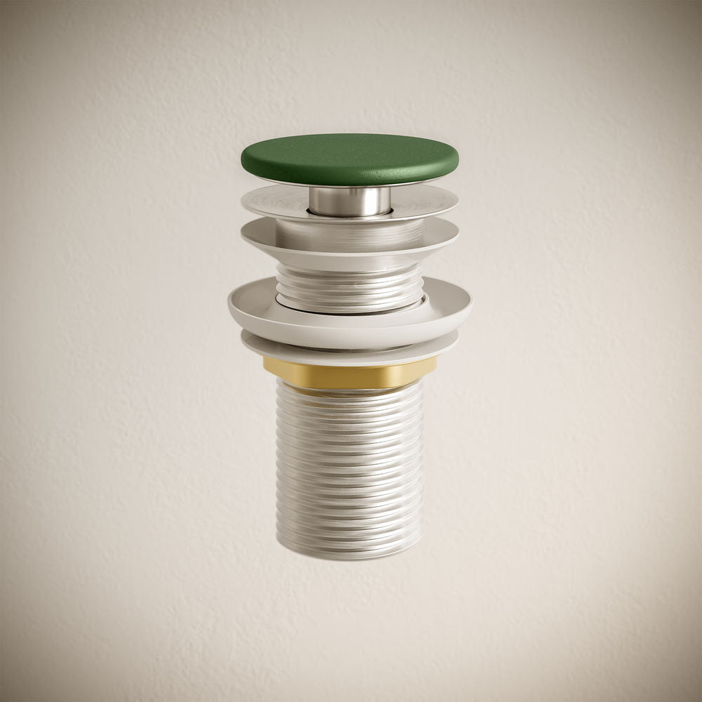 Lisse Concrete Bathroom Sink Non-Overflow Pop Up Drain in Matte Royal Green