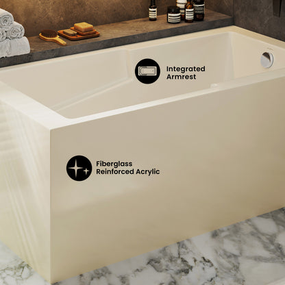 Voltaire 60 x 32 Right Drain Soaking Alcove Corner Apron Bathtub in Glossy Bisque