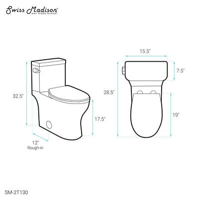 Classe Two-Piece Elongated Left Side Flush Handle Toilet 1.28 gpf