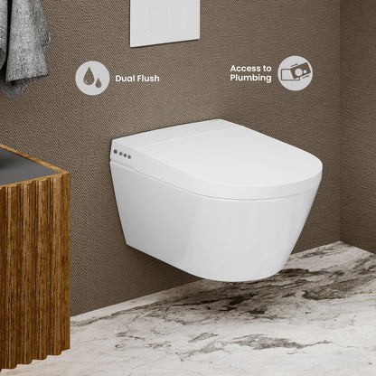 Pur Smart Wall-Hung Bidet Toilet with Matte White Actuator