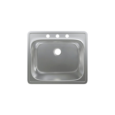 Ouvert 25 x 22 Stainless Steel, Single Basin, Top Mount Kitchen Sink