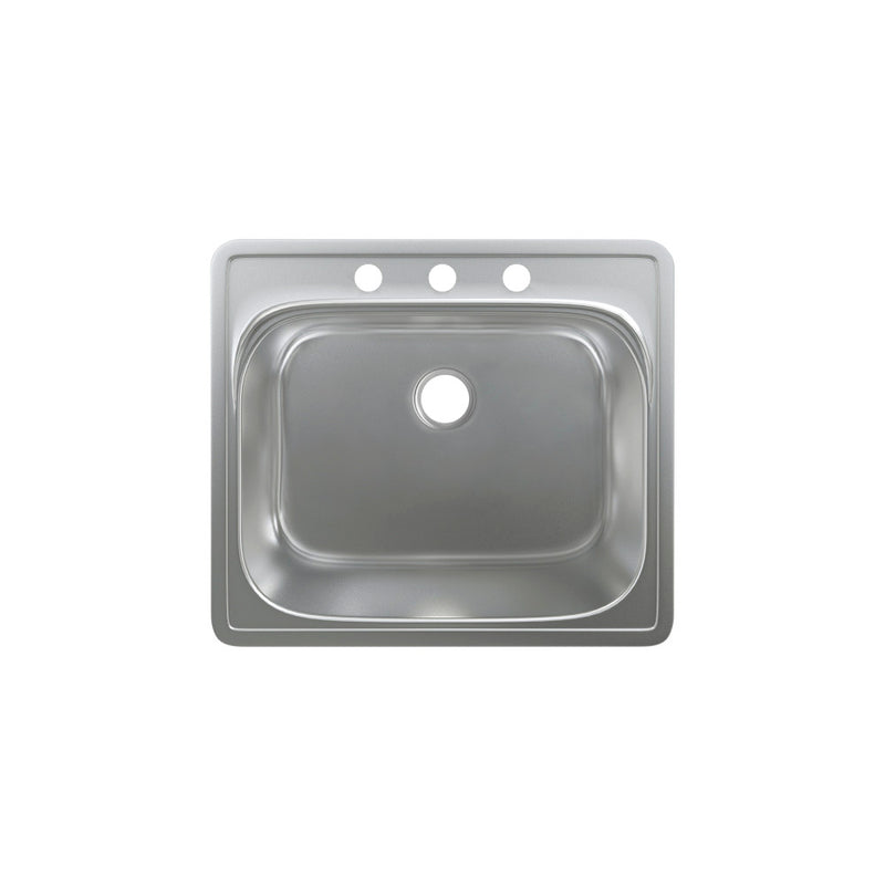 Ouvert 25 x 22 Stainless Steel, Single Basin, Top Mount Kitchen Sink