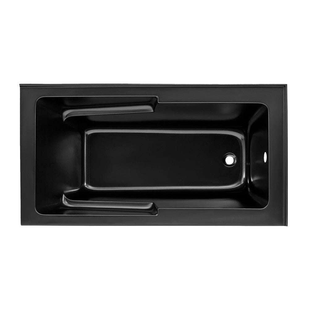 Voltaire 60 x 32 Right Drain Soaking Alcove Corner Apron Bathtub in Glossy Black