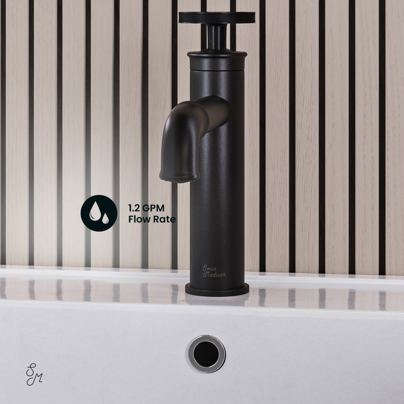 Avallon Single Hole, Single-Handle Wheel, Bathroom Faucet in Matte Black