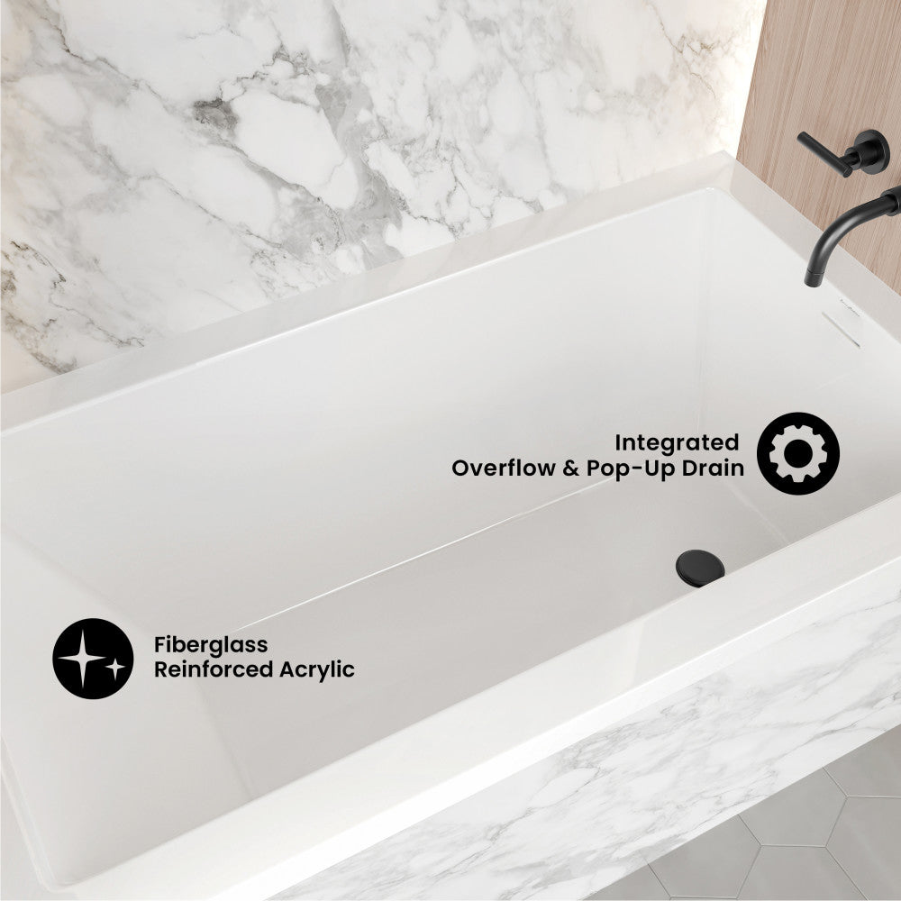 Voltaire 54 x 30 Right Drain Soaking Alcove Bathtub in Glossy White with Integrated Overflow, Drain Included