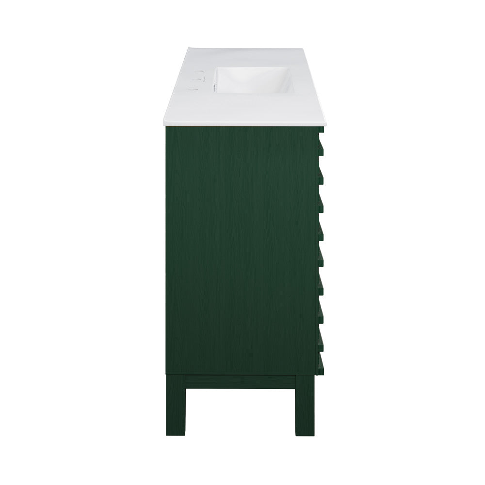 Cascade 48" Freestanding Bathroom Vanity in Green Oak with 3-Hole Widespread Sink Top