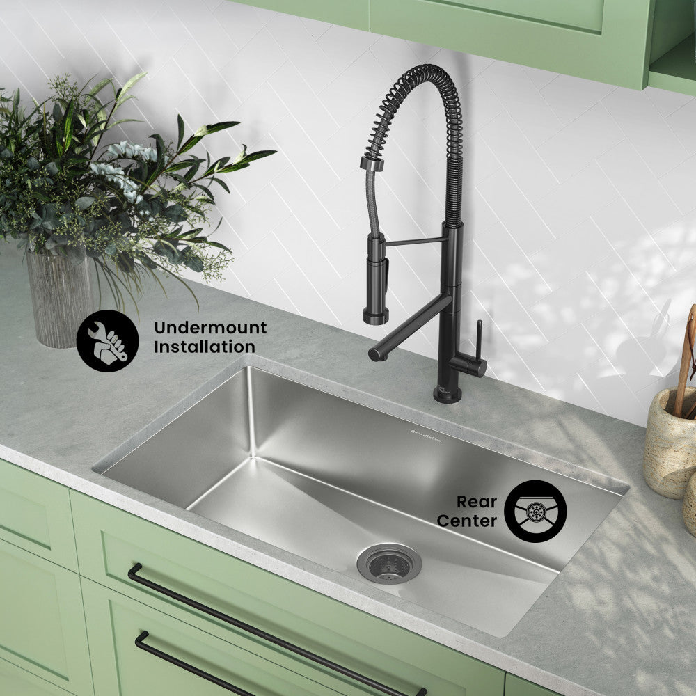 Rivage 32 x 19 Stainless Steel, Single Basin, Undermount Kitchen Sink