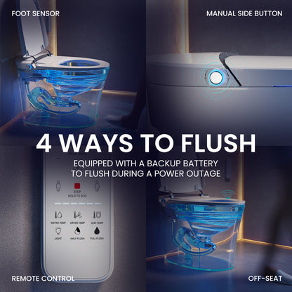 Viro Smart Tankless Elongated Toilet and Bidet, Touchless Vortex Dual-Flush 1.1/1.6 gpf