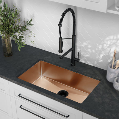 Rivage 30 x 18 Stainless Steel, Single Basin, Undermount Kitchen Sink, Rose Gold