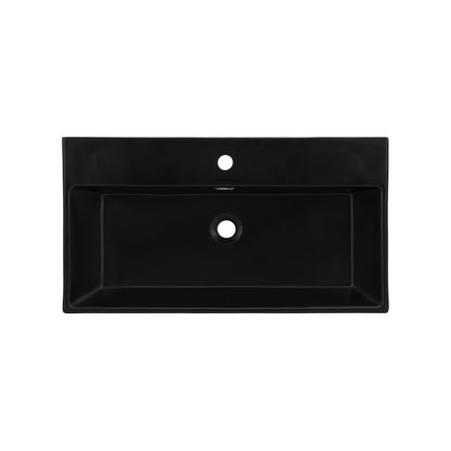 Claire 30 Ceramic Console Sink Matte Black Basin Matte White Legs
