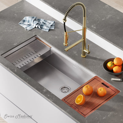 Rivage 45 x 19 Single Basin Undermount Kitchen Workstation Sink