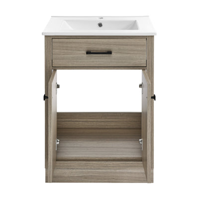 Burdon 24" Freestanding Bathroom Vanity in Weathered Oak with Sink Top