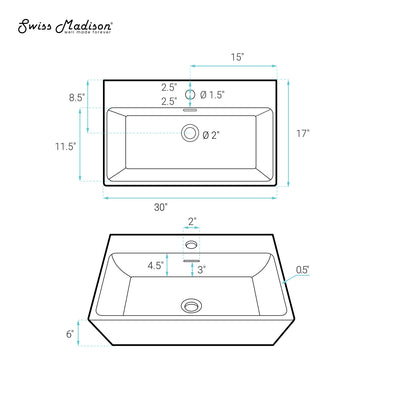 Claire 30" Rectangle Wall-Mount Bathroom Sink