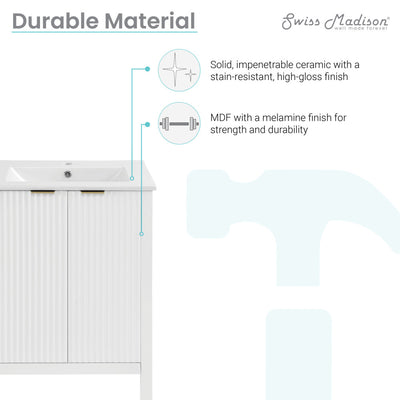 Bastille 24" Freestanding Bathroom Vanity in White with Sink Top