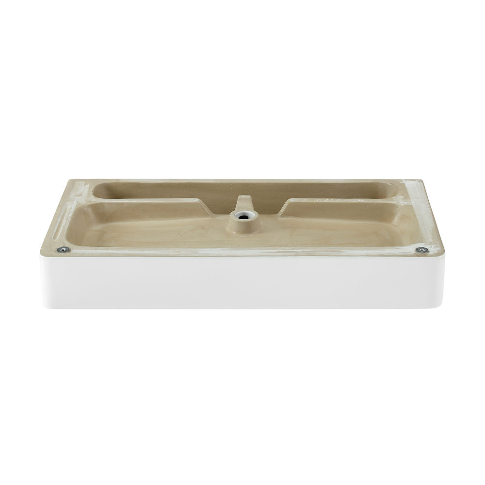 Carre 36 Ceramic Console Sink White Basin Chrome Legs