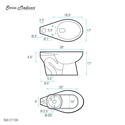 Sirene Floor-Mounted Commercial Elongated Top Flush Spud Flushometer Toilet Bowl