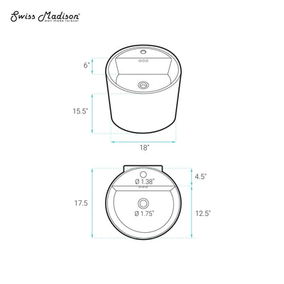 Monaco 18" Round Wall-Mount Bathroom Sink