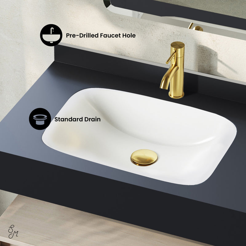 Avancer 36" Wall-Mounted Bathroom Vanity in White Oak with Black Marble Sink Top