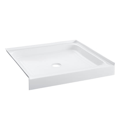 Voltaire 42" x 42" Acrylic White, Single-Threshold, Center Drain, Shower Base