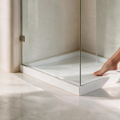 Carlton Marquette 34 x 34 Shower Pan Base with Center Drain in Glossy White