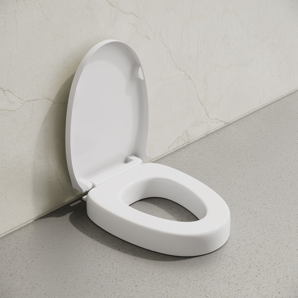 Ryse 3 in. Raised Elongated Soft Close ADA Compliant Toilet Seat in Glossy White