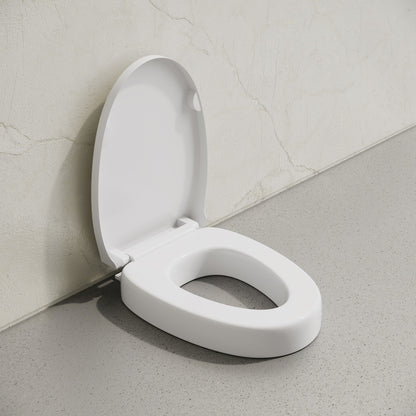 Ryse 3 in. Raised Elongated Soft Close ADA Compliant Toilet Seat in Glossy White
