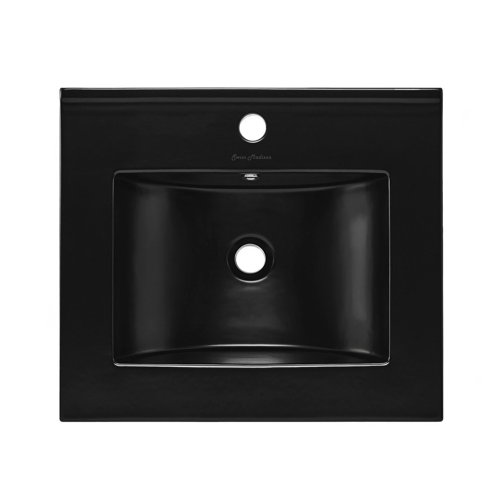 18" Vanity Sink Top in Glossy Black