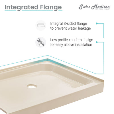 Voltaire 60" x 32" Single-Threshold, Right-Hand Drain, Shower Base in Biscuit