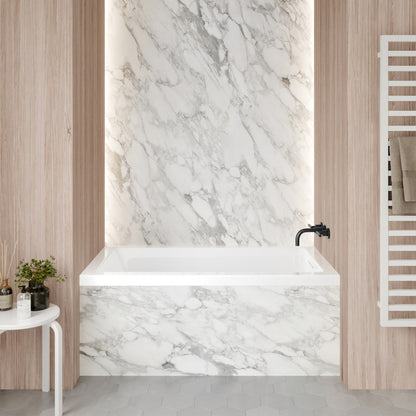 Voltaire 54 x 30 Right Drain Soaking Alcove Bathtub in Glossy White with Integrated Overflow, Drain Included