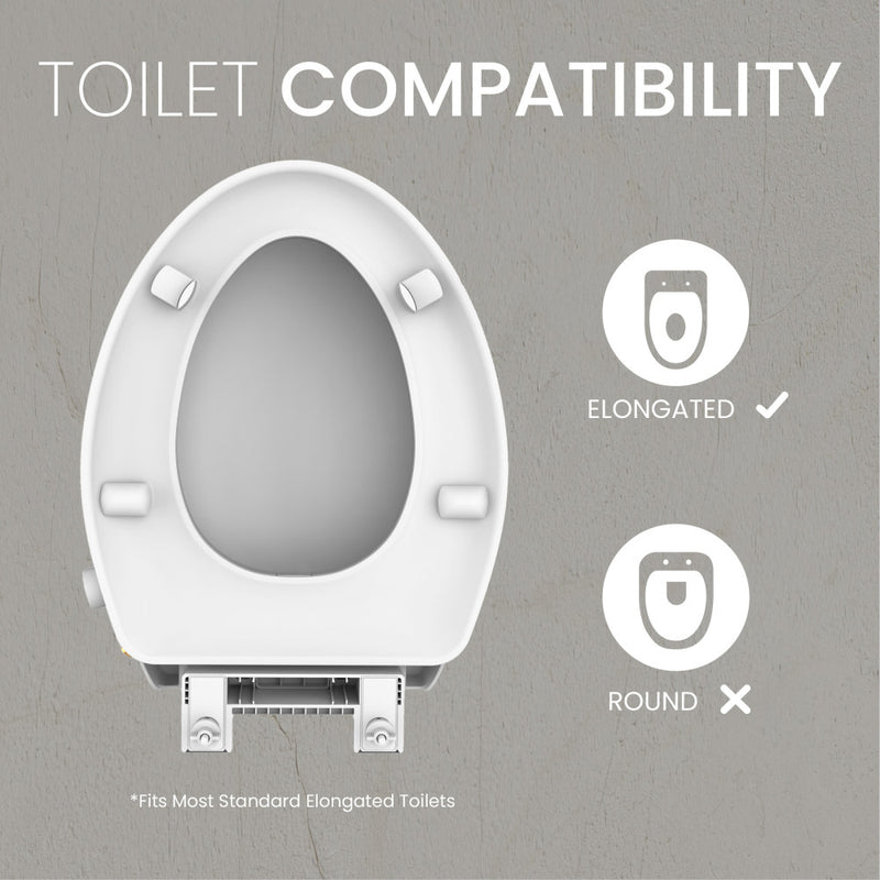 Ryse 3 in. Raised Elongated Soft Close ADA Compliant Toilet Seat with Bidet in Glossy White