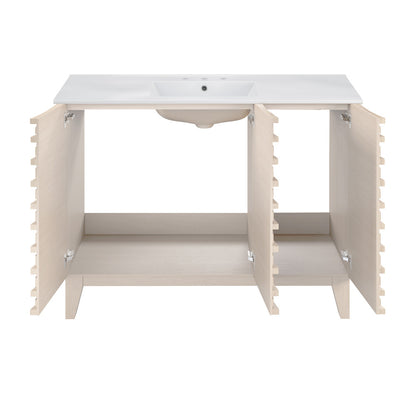 Cascade 48" Freestanding Bathroom Vanity in White Oak with 3-Hole Widespread Sink Top