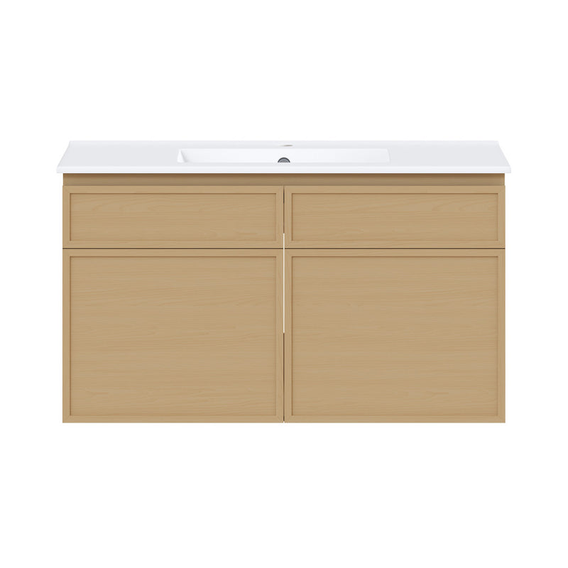 St. Tropez 36" Wall-Mounted Bathroom Vanity in Natural Oak with Sink Top