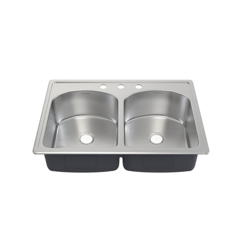 Ouvert 33 x 22 Stainless Steel, Dual Basin, Top-Mount Kitchen Sink