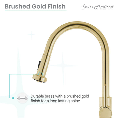 Nouvet Single Handle, Pull-Down Kitchen Faucet in Brushed Gold