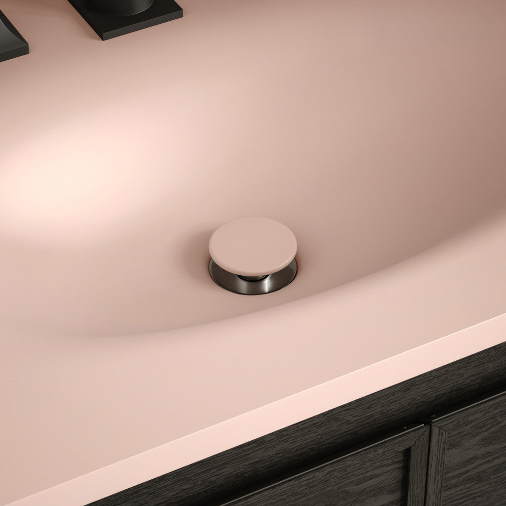 Lisse Concrete Bathroom Sink Non-Overflow Pop Up Drain in Matte Blush