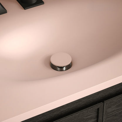 Lisse Concrete Bathroom Sink Non-Overflow Pop Up Drain in Matte Blush
