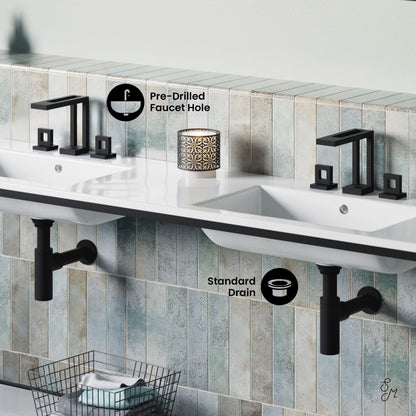 Pierre 72 Double, Freestanding, Open Shelf, Matte Black Metal Frame Bathroom Vanity