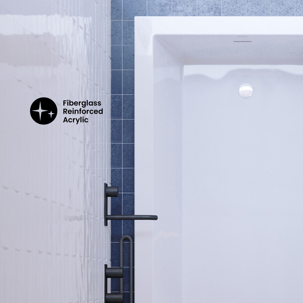 Voltaire 72 x 36 Reversible Drain Soaking Drop-in Bathtub in Glossy White with Integrated Overflow, Drain Included