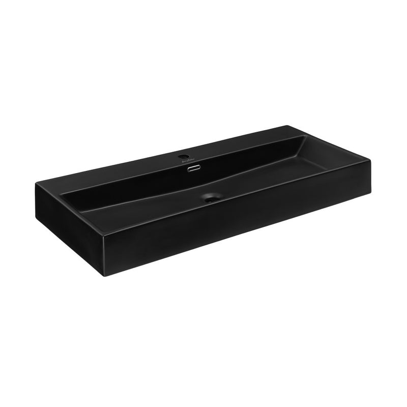 Claire 40" Rectangle Wall-Mount Bathroom Sink in Matte Black