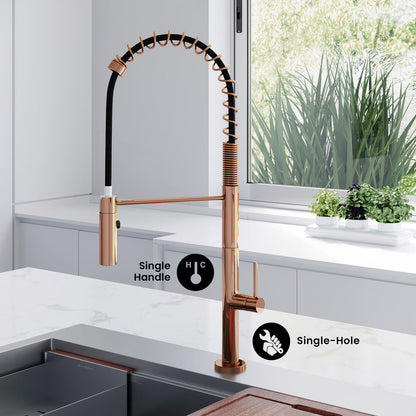 Chalet Single Handle, Pull-Down Kitchen Faucet in Rose Gold