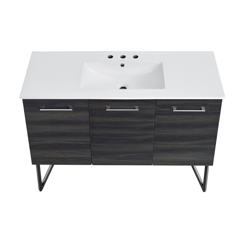 Annecy 48 in. Black Walnut Bathroom Vanity With White, 3-Hole Ceramic Sink Top