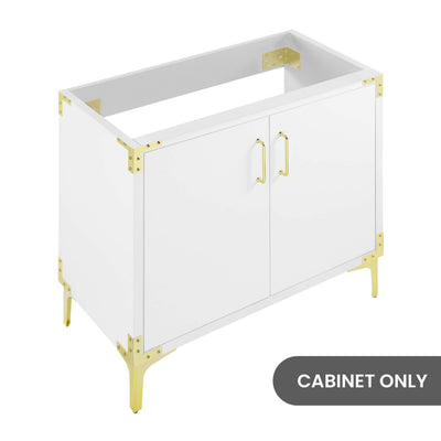 Voltaire 36" Single, Bathroom Vanity in White with Gold Hardware - Cabinet Only