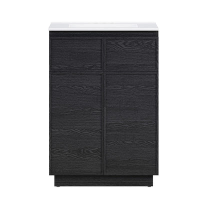 St. Tropez 24" Freestanding Bathroom Vanity in Black Oak with 3-Hole Centerset Sink Top