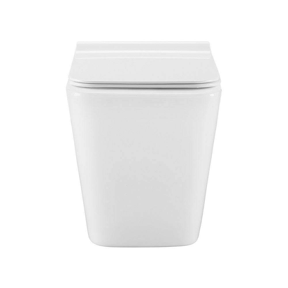Square back-to-wall toilet bowl in white, compact design.