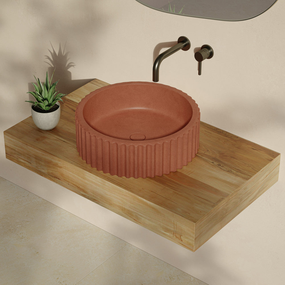 Lafayette 16" Round Concrete Vessel Sink in Terracotta