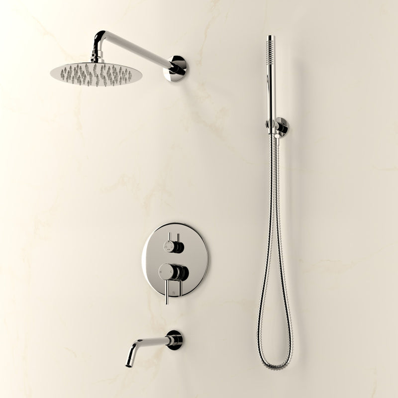 Ivy 1.8 GPM Wall Mount Fixed Shower Head with Hand Sprayer and Tub Filler in Polished Chrome, Valve Included