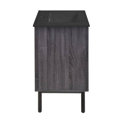 Classe 18 in. Black Oak Bathroom Vanity With Black Ceramic Sink Top