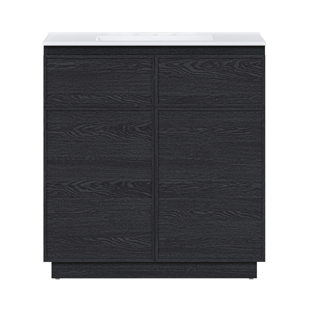 St. Tropez 36" Freestanding Bathroom Vanity in Black Oak with 3-Hole Widespread Sink Top