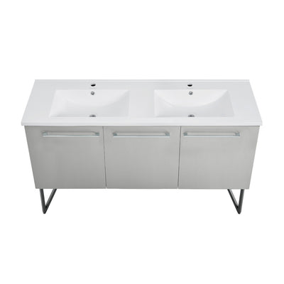 Annecy 60" Freestanding Bathroom Vanity in Gray with Sink Top