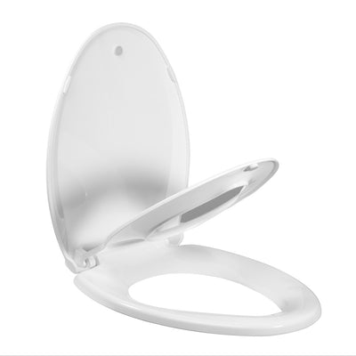 Elongated Toilet Seat with Toddler Seat Built In, Family Toilet Seat in Glossy White